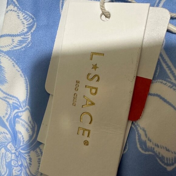 L*SPACE Womens Size L Eco Chic Econy Avery Blue Floral Print Wrap Bikini Top NWT - Picture 8 of 9